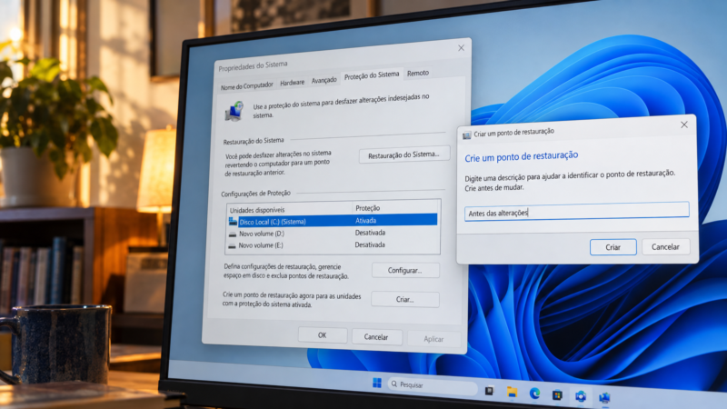Como criar ponto de restauração no Windows antes de fazer mudanças